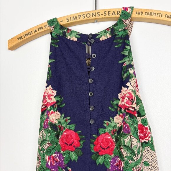 One Clothing Womens Floral Halter Dress Size Small Navy Garden Print - Picture 3 of 5